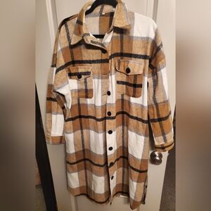 Womens long flannel shirt jacket